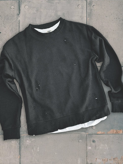 Distressed - Knit Crew