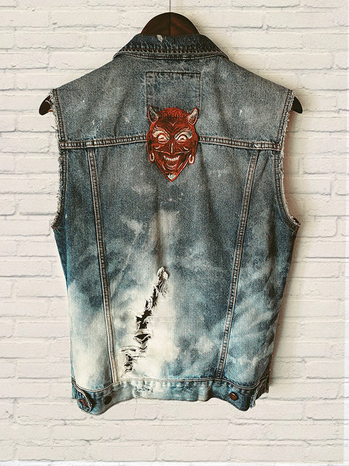 "Devil Made Me Do It" - Denim Vest