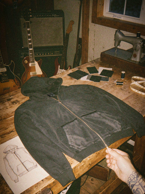 "The Remnant" Double Zip Distressed Hoodie Blank